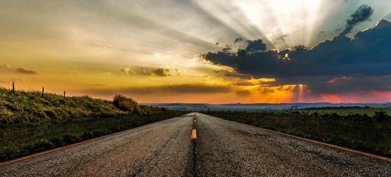 A road at sunset