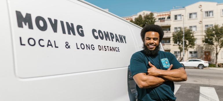 A moving company van