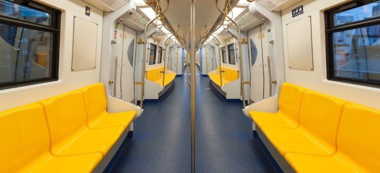 inside a subway car